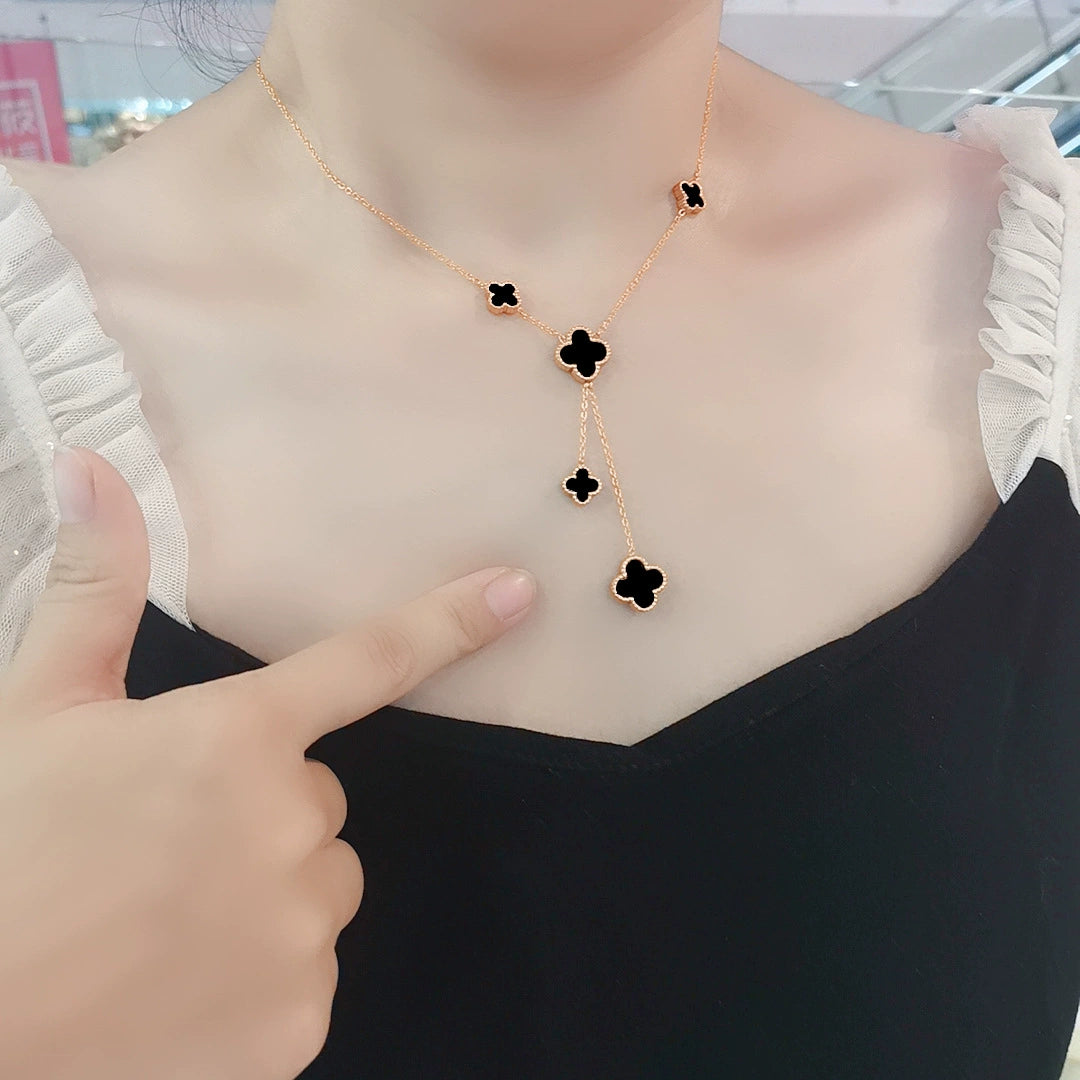 Xiaohongshu Titanium Steel Female Pendant Clavicle Chain Four-Leaf Clover