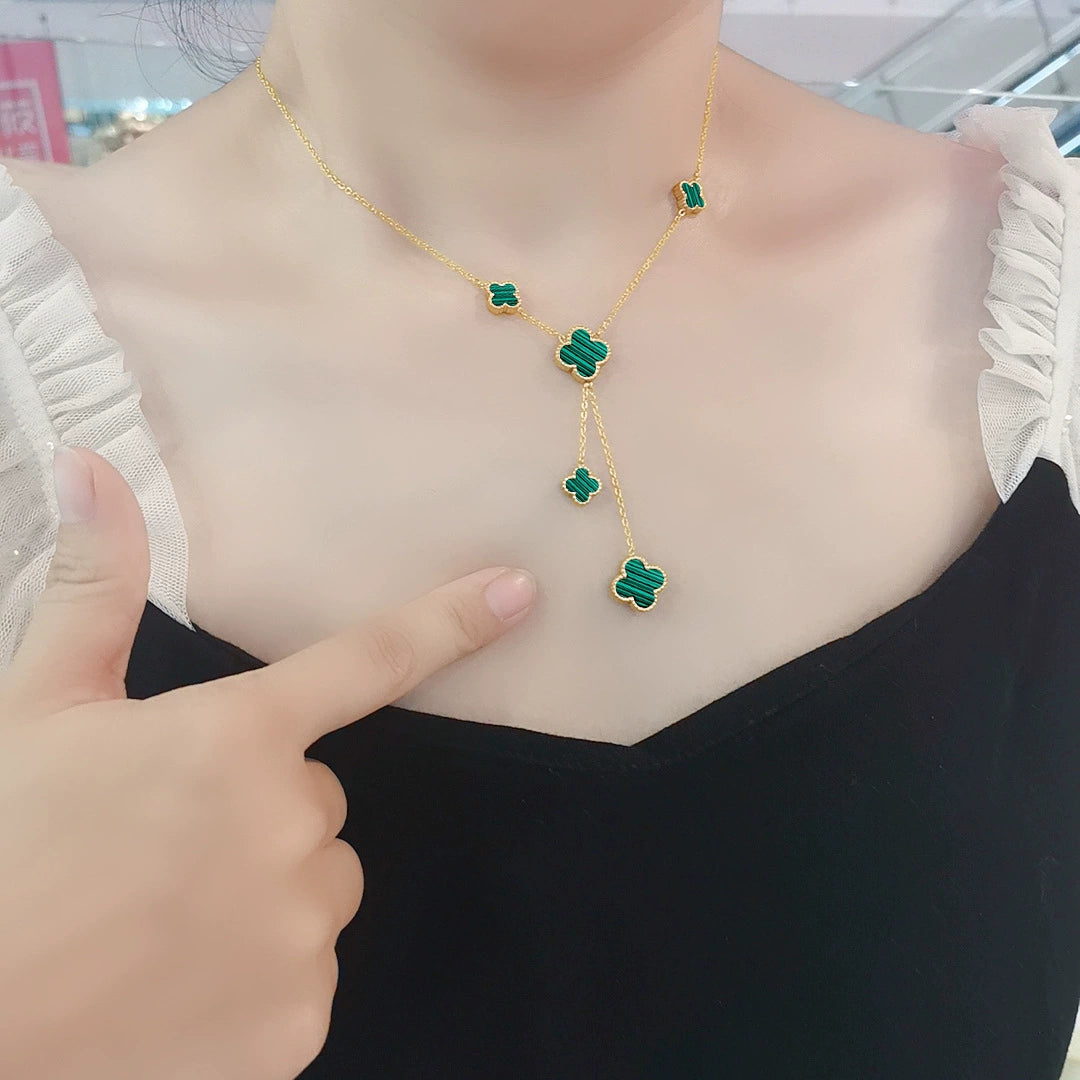 Xiaohongshu Titanium Steel Female Pendant Clavicle Chain Four-Leaf Clover