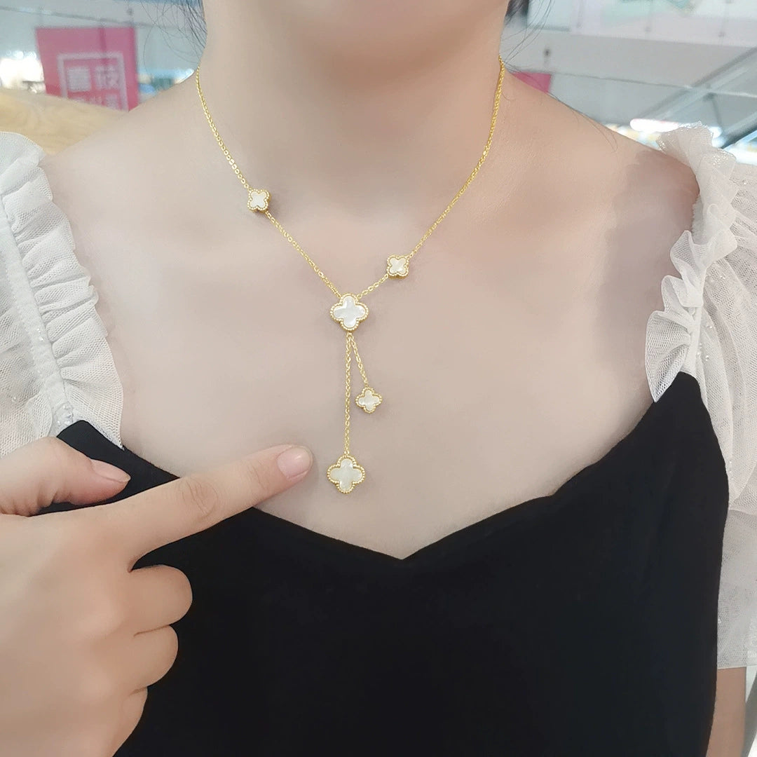Xiaohongshu Titanium Steel Female Pendant Clavicle Chain Four-Leaf Clover
