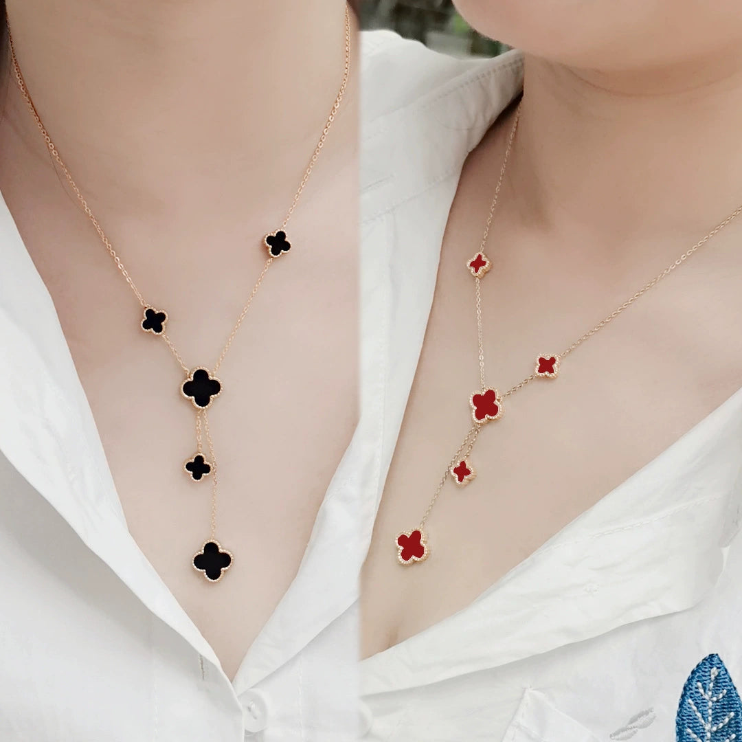 Xiaohongshu Titanium Steel Female Pendant Clavicle Chain Four-Leaf Clover