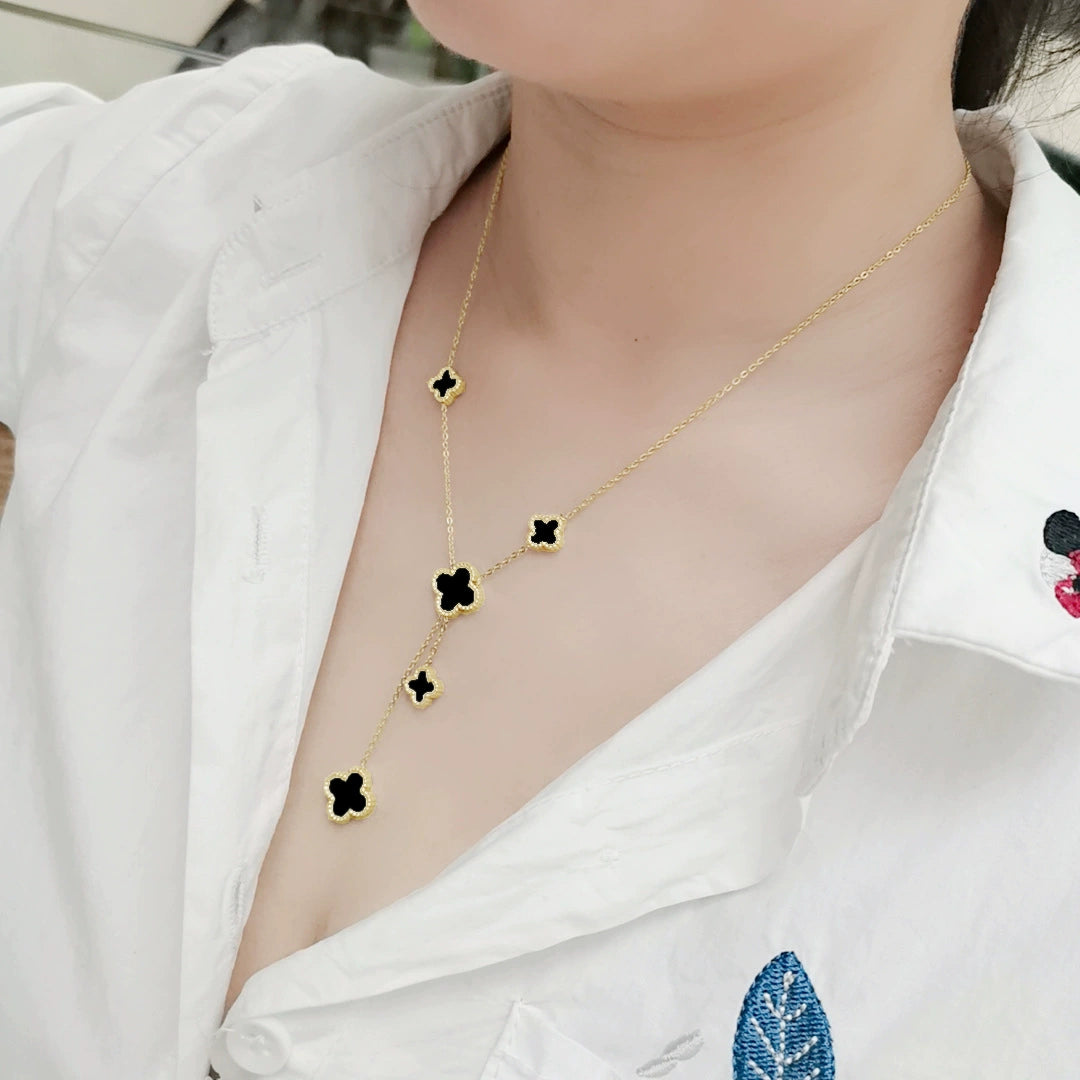 Xiaohongshu Titanium Steel Female Pendant Clavicle Chain Four-Leaf Clover