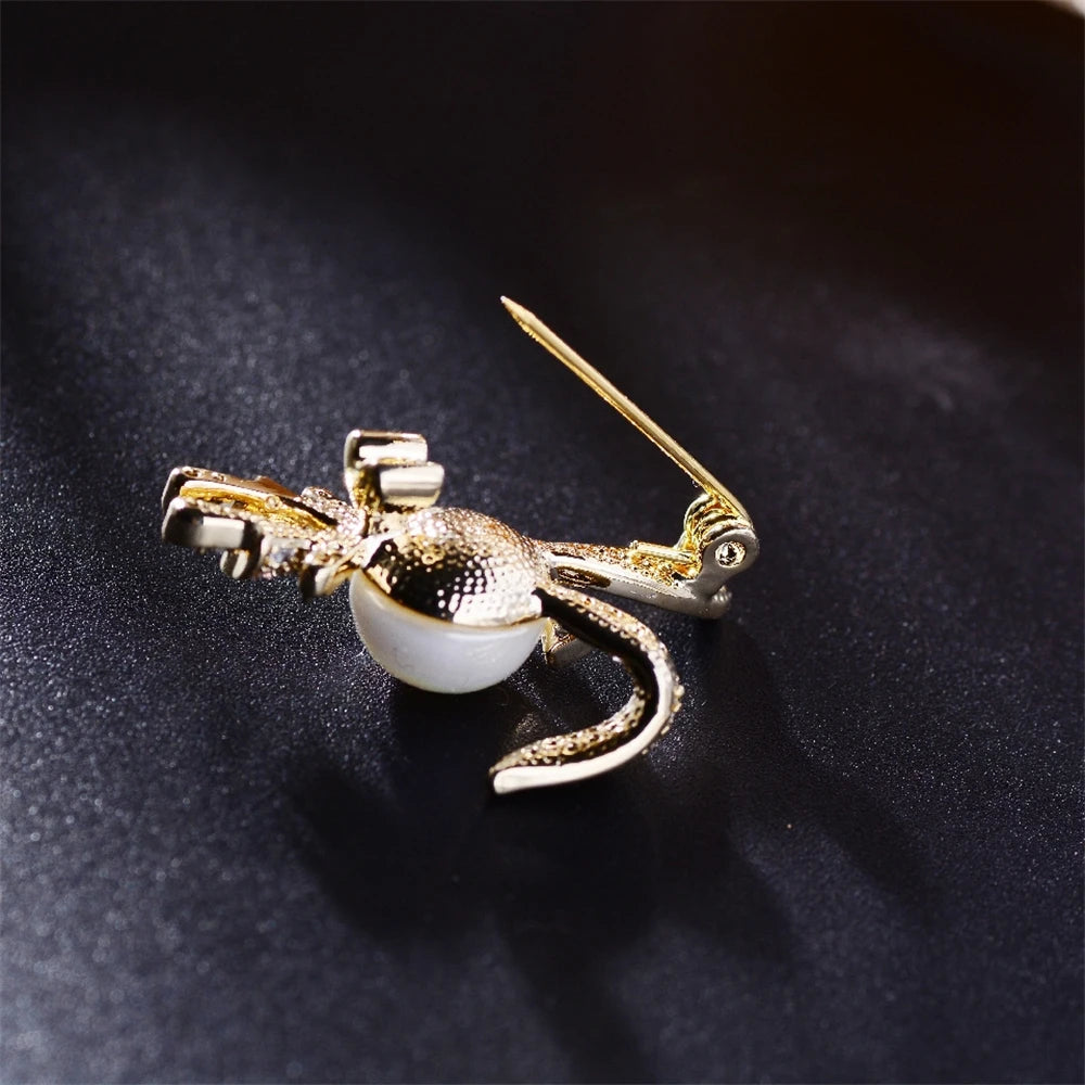 Cute Rabbit Rhinestone Brooch Pearl Metal Lapel Pins for Women Girl Sweater Backpack Stylish Pins Jewelry Accessories Gift