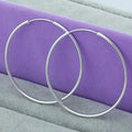 Round Circle 35/50/60mm Hoop Earrings Silver Color For Woman Wedding Engagement Party Fashion Charm Jewelry Gift