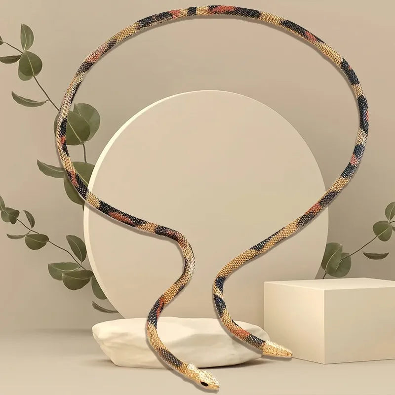 Snake Creative Jewelry Personalized Hot Iron Flexible Twisted Jewelry Bendable Snake Head Pendants Girl Women's Necklace