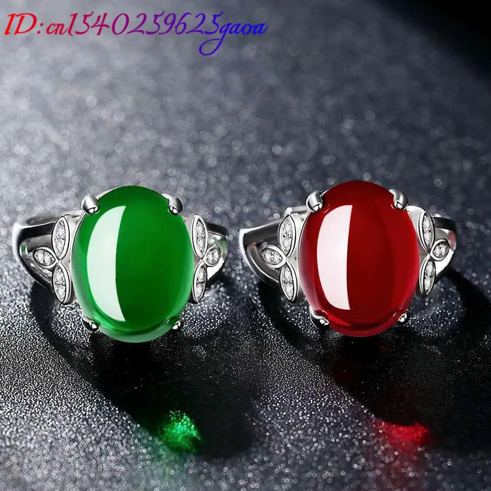 Natural Jade Rings Real Jewelry 925 Silver Carved Gemstone Luxury Fashion Accessories Stone Gifts for Women Vintage Designer