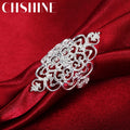 Hot new 925 Sterling Silver Rings For Women fine wide Retro elegant Fashion Party Gifts Girl student Charm wedding Jewelry