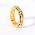 Women's Turnable Anxiety Relief Ring Healthy Slimming Stainless Steel Cubic Zirconia Ring Weight Loss Jewelry Accessories