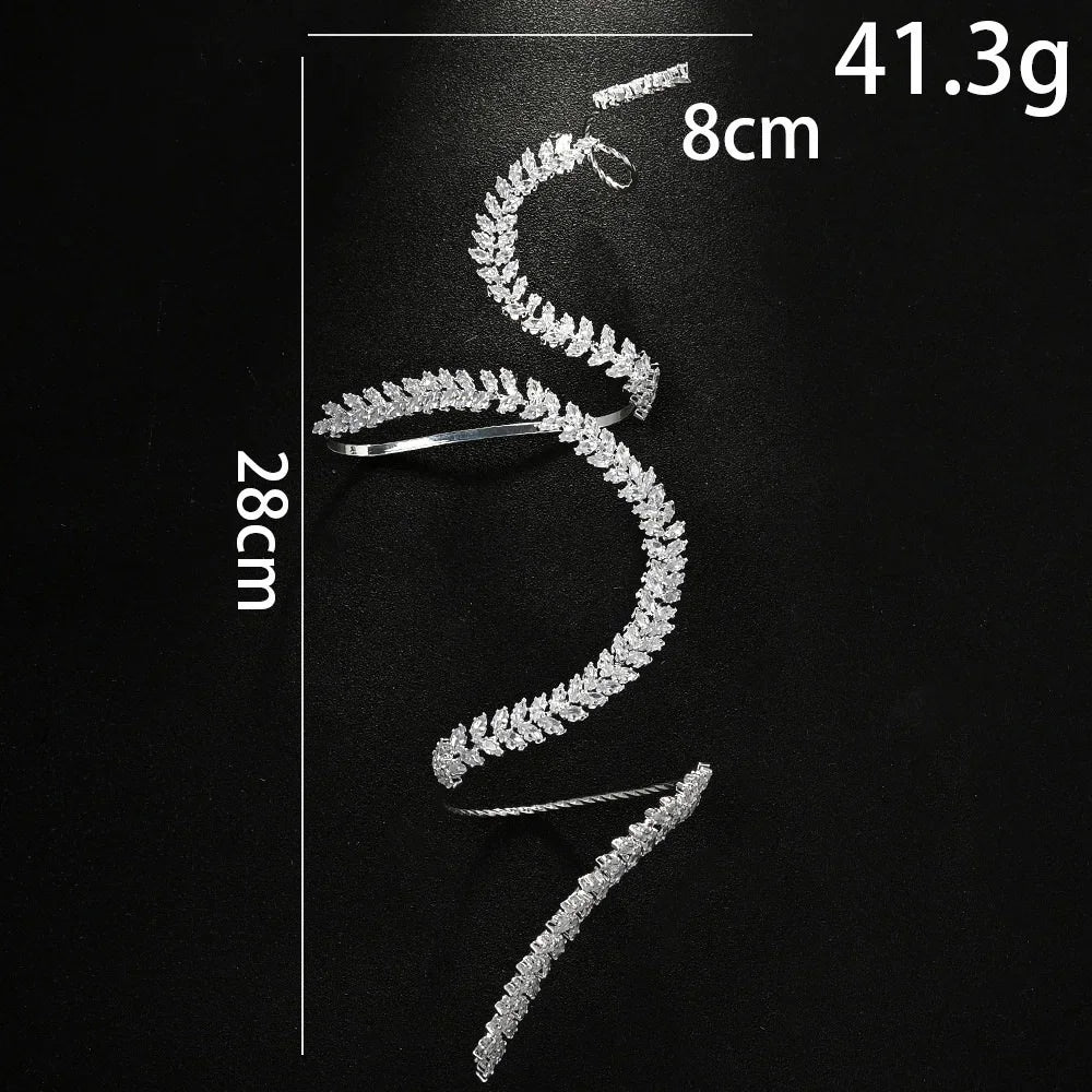 2025 New Bohomian Crystal Leaf Bangle Open Cuff Bracelet for Women Luxury Metal Surround Palm Bracelet Bangle Hand Jewelry