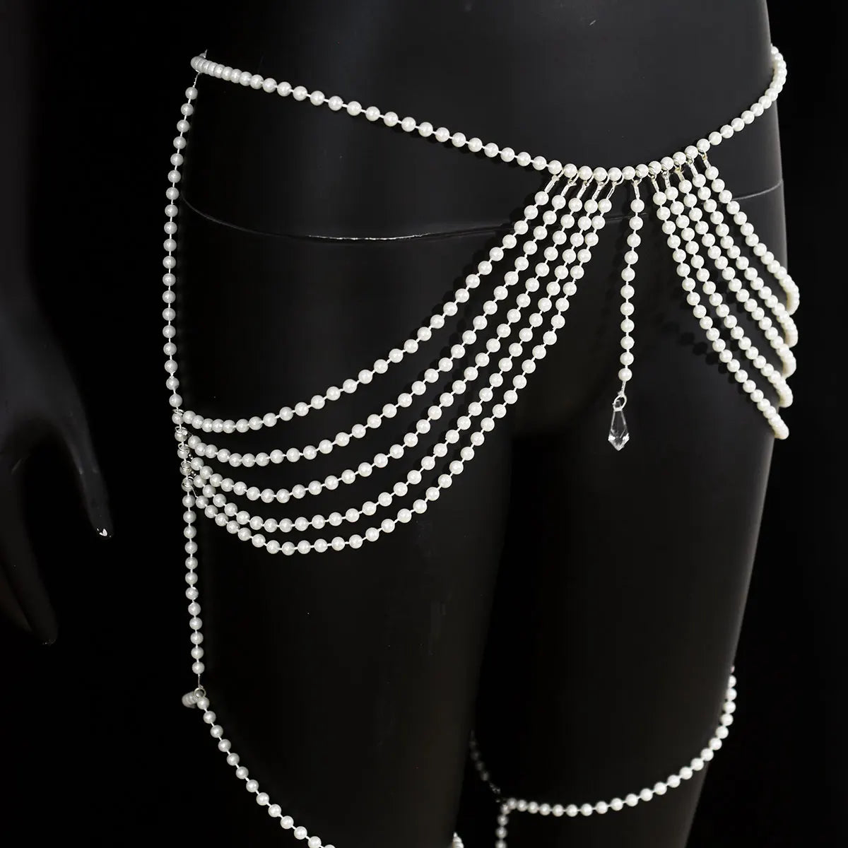 Simple Sexy Women's Body Chain With Faux Pearl  Fashion Stage Performance Personality Tassel Accessories Leg Chain
