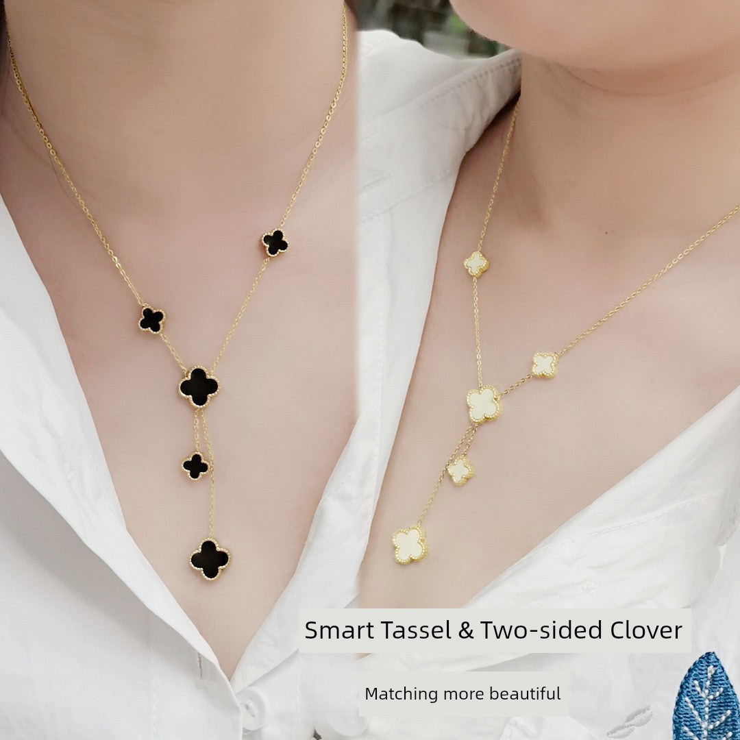 Xiaohongshu Titanium Steel Female Pendant Clavicle Chain Four-Leaf Clover