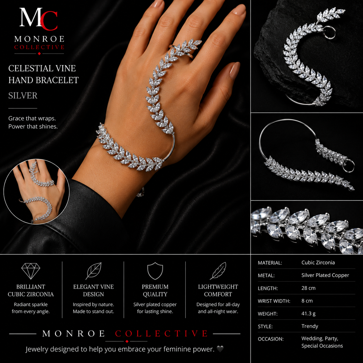 The Monroe Collective™ Celestial Vine Hand Bracelet