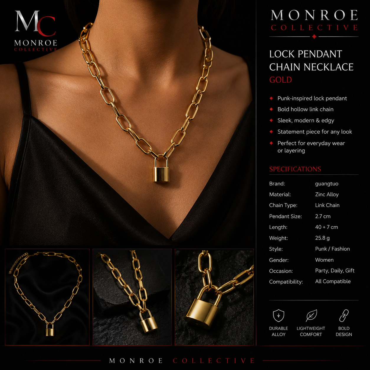 Monroe Collective™ Vault Lock Chain Necklace