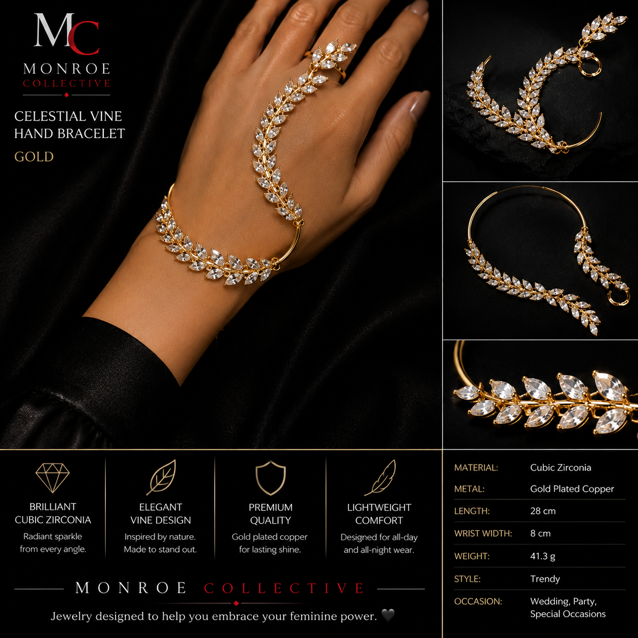 The Monroe Collective™ Celestial Vine Hand Bracelet