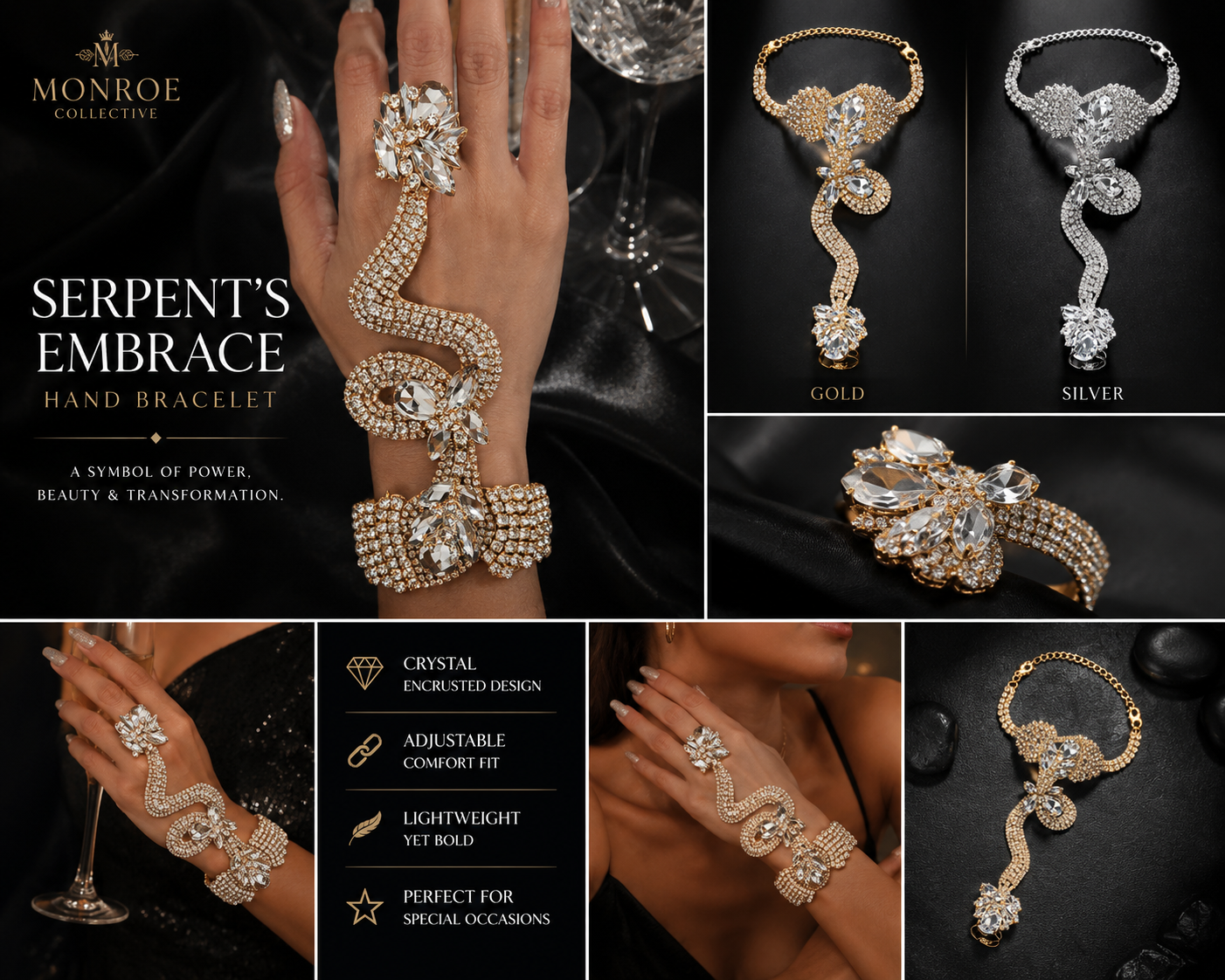 Serpent's Embrace Hand Bracelet